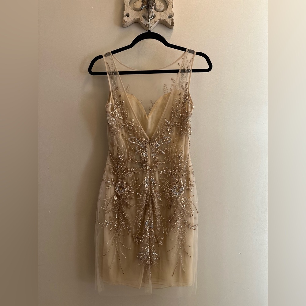 Basix Black Label Dress Sequin Embellished Gown Size 2 - Picture 3 of 6